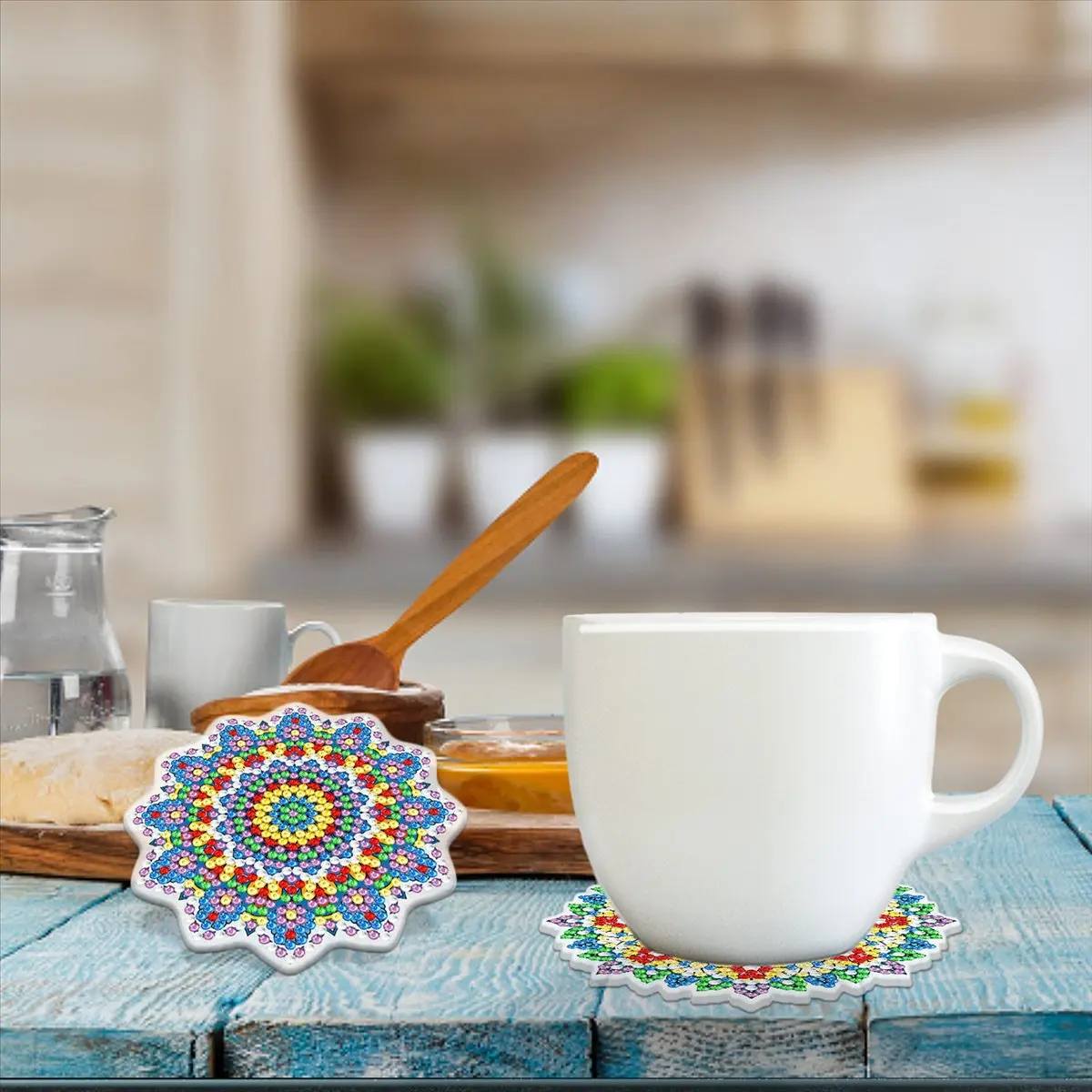 ABZF 2026 8 PCS Coasters, Mandala Art Coasters Kits with Holder, DIY Kits for Adults