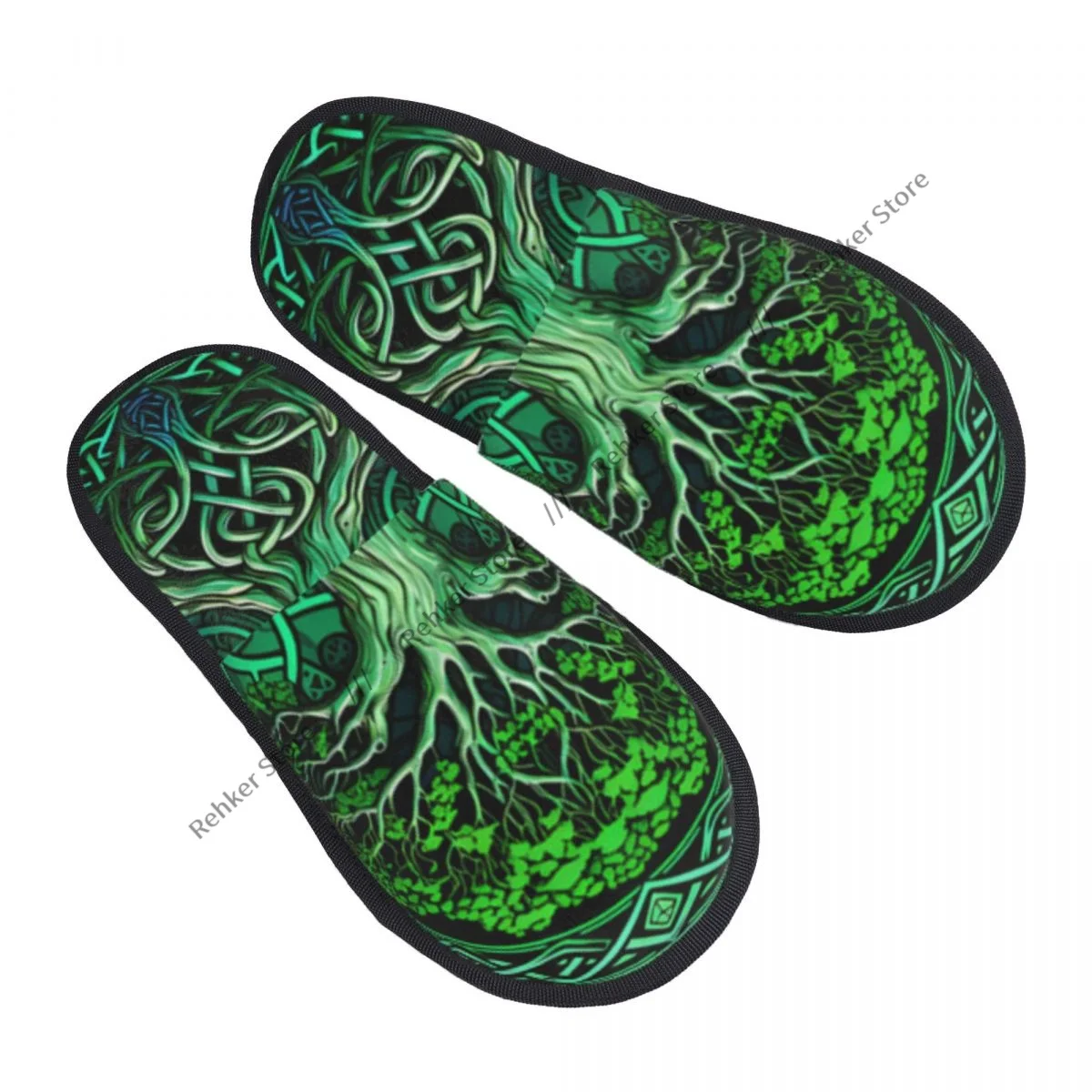 Soft Slippers Celtic Tree Of Life And Death Non-Slip Floor Indoor Home Furry Slippers Shoes For Bedroom