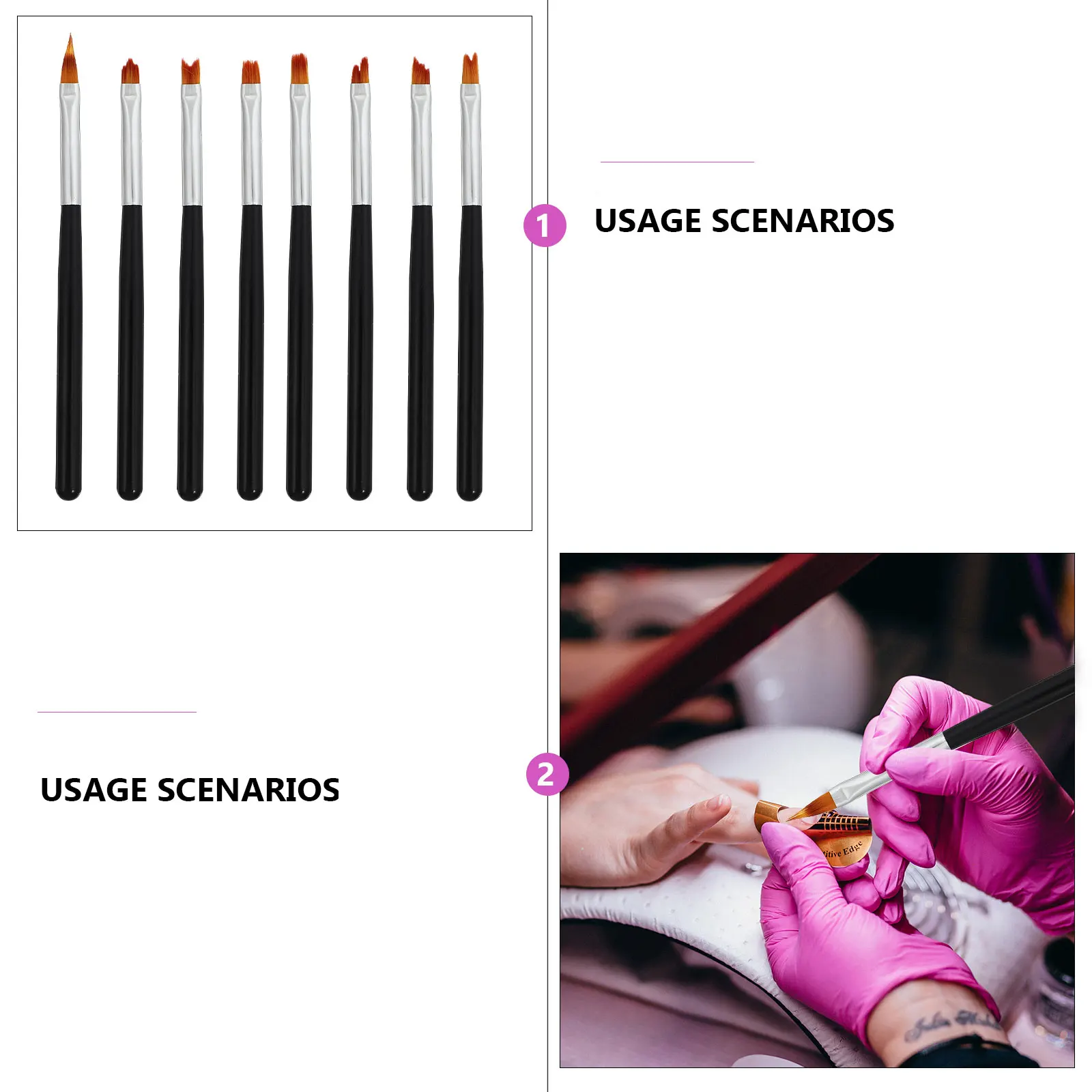 

8pcs Art Brushes Sturdy Nylon Handle Manicure Pens for French Tips Waves Striped Nail Designs Home Use Gift for Nail