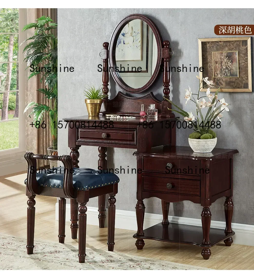 American-style Dressing Table Solid Wood Storage Cabinet Integrated Extendable Dressing Table