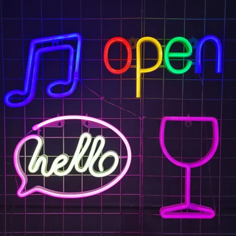 LED Bar Decor Neon Milk Tea Shop Wall Luminous Creative Boards Heartfelt Girl's Room Ambiance Stylish LED Sign Bright