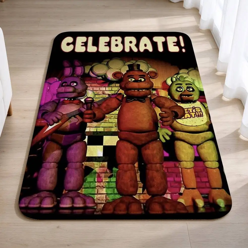 Five N-Nights at F-FreddyS Home Decor Short Plush Floor Mat, Non-Slip & Easy to Clean for Multi Doorways