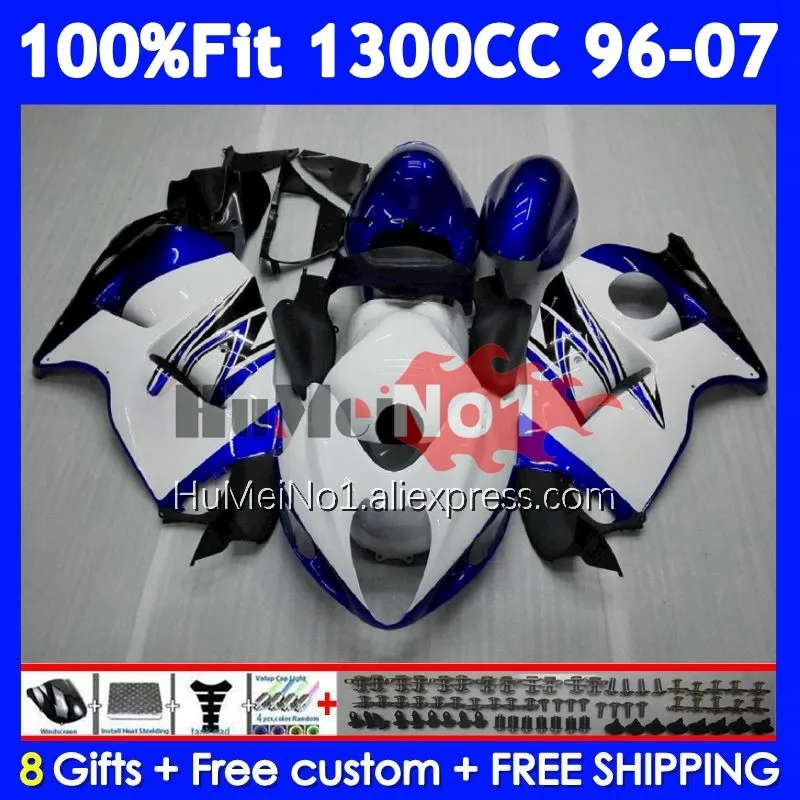 Blue white Fairing For SUZUKI GSXR 1300 CC Hayabusa GSXR-1300 126No.34 GSXR1300 96 97 98 99 00 01 2002 2003 2004 2005 2006 2007