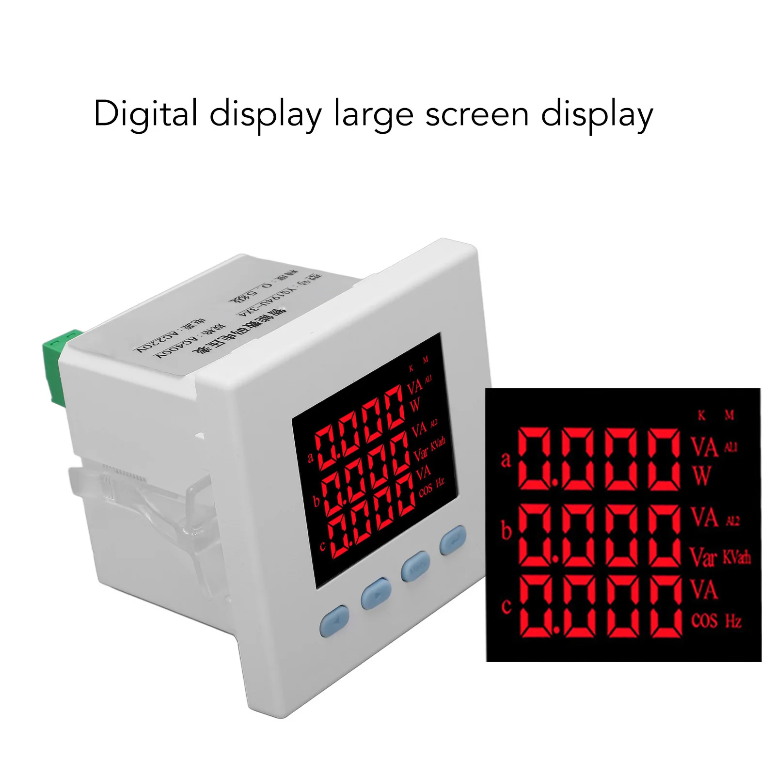 YG194U-3X4 Intelligent Digital Voltmeter 3 Phase White ABS Flame Retardant Electricity Usage Monitor for Home AC220V Test Meter
