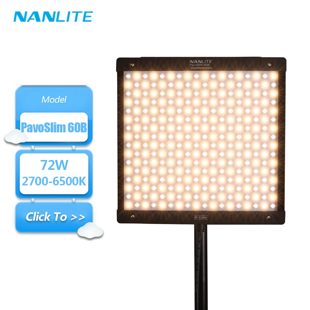Nanlite PavoSlim 60B 72W 2700-6500K Bi-color LED Light Panel for Camera Photography Fill Light with APP Control CRI 95 TLCI 97