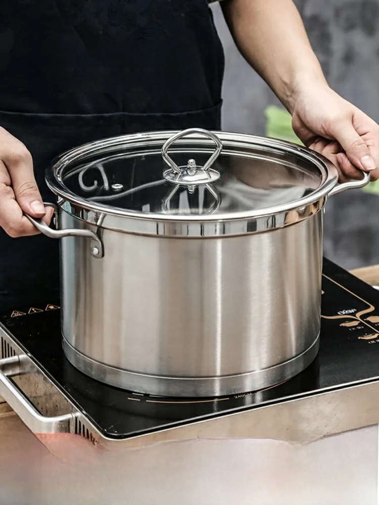 Thiened Food Ade aus Edelstahl 304, Heimgebrauch, Doppelohr-Suppentopf, Eintopftopf, Ster, universell für Induktionsherd und Gas