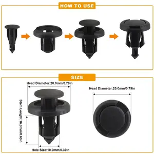 Auto Nylon Nietverschluss, Stoßstangenclip, Halterschraube, Kotflügel, Honda Civic, Accord Pilot, CR-V, ACE, 10-mm-Buraco, 50pcs 8 Hauptverkäufe Honda Civic Pressil - №1