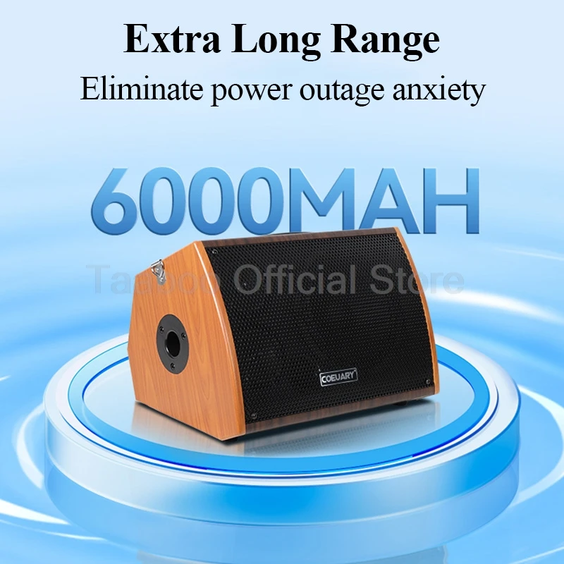 100W 기타 앰프 스피커 8인치 야외 스피커 6000mAh 8시간 재생 사운드 박스 리버브 딜레이 효과 AUX 악기 연습용