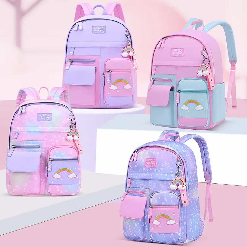 Mochilas escolares Kawaii para niños, mochilas escolares ligeras e impermeables para escuela primaria, mochilas escolares multibolsillo para estudiantes de grado 1-6