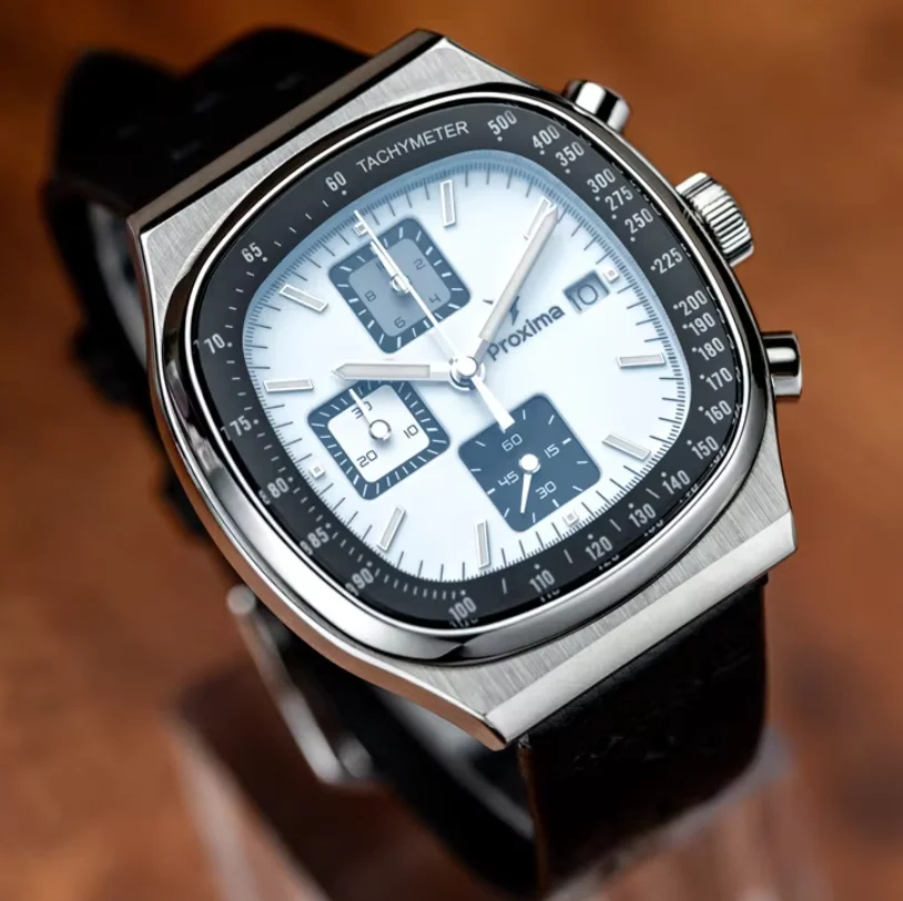 Proxima Men Chronograph Watch 39mm Square Quartz Wristwatch 100M Waterproof BGW-9 Luminous Sapphire Mirror 3540.D Mov