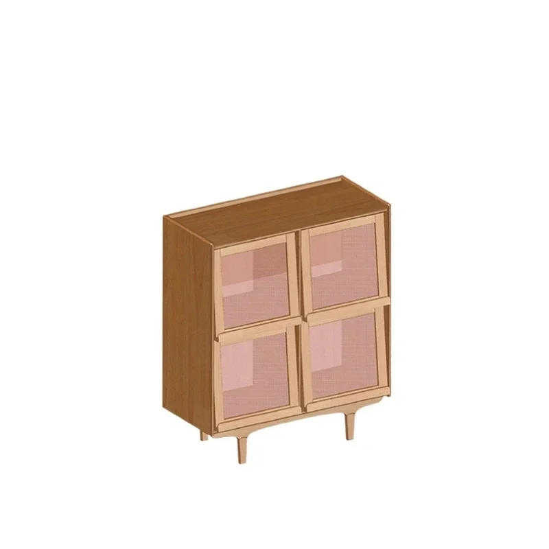 Floor-to-ceiling storage cabinet, lattice locker, cherry wood log wind small side cabinet, children's storage
