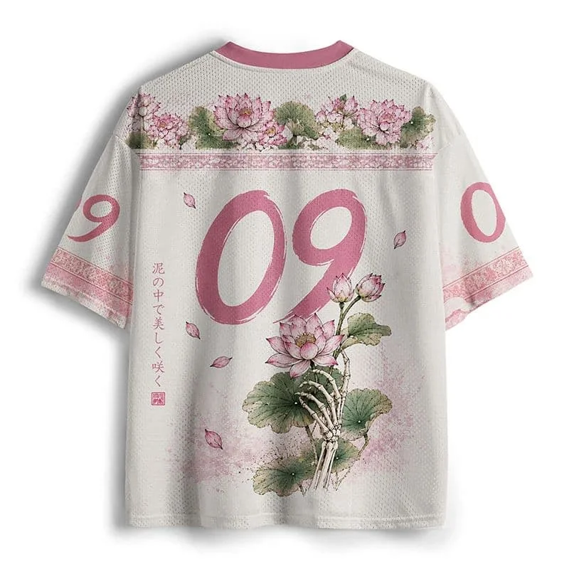2026 Popular V-neck Mesh T-shirt with Fun Printed Short Sleeved T-shirt, Retro Streetwear, Loose Oversized Sports Mesh T-shirt