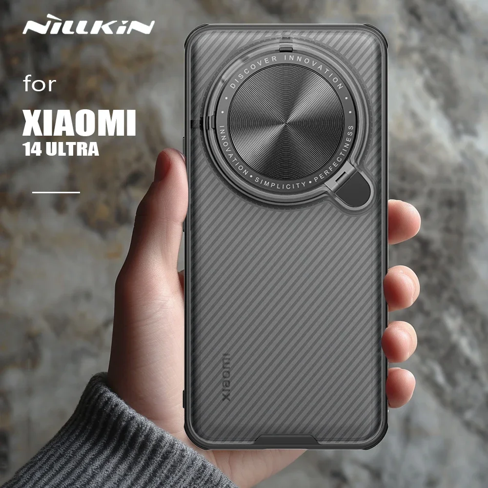 

for Xiaomi Mi 14 Ultra 5G Case Nillkin CamShield Transparent Black with Stand Slide Camera Case for Mi14 Ultra Lens Cover