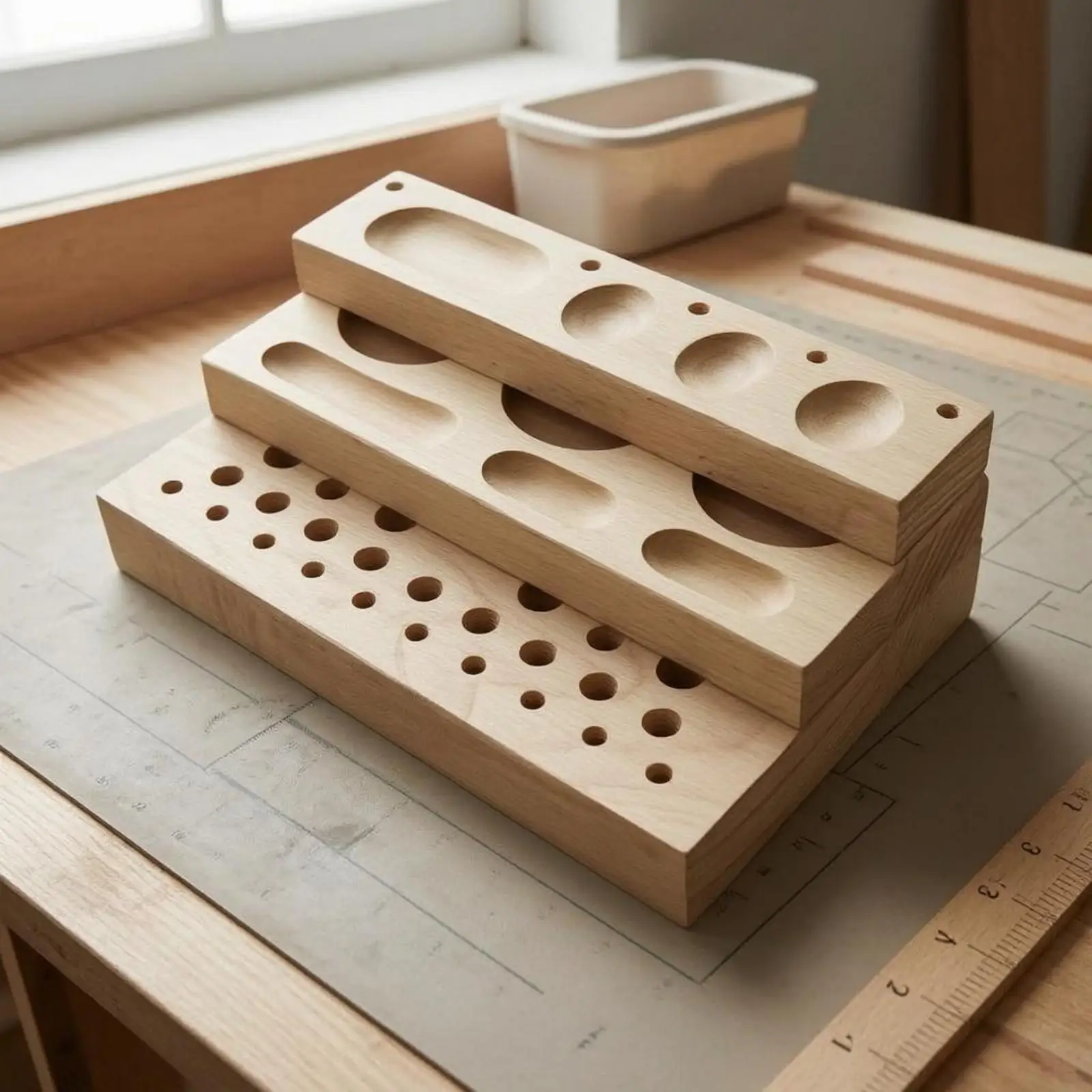 Fly Tying Tool Rack Drilled Holes Fly Tying Organizer Slotted Modular Desktop Organizer