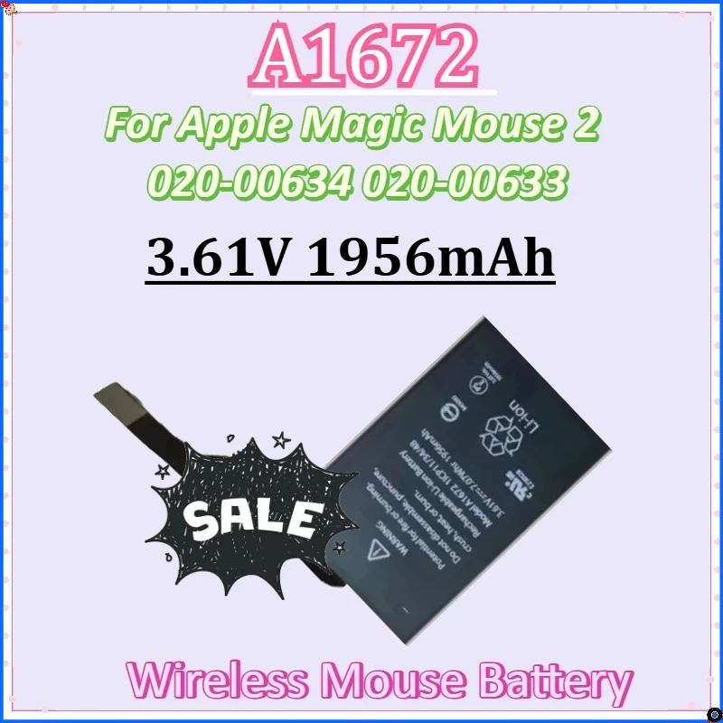 

For Apple Magic Mouse 2 020-00634 020-00633 Hight Quality Batteries New A1672 A1657 3.61V 1956mAh Wireless Mouse Battery