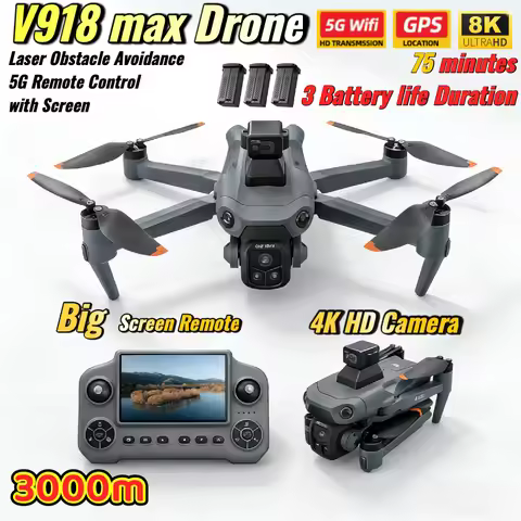 V918 Max Drone GPS Laser Obstacle Avoidance 4K Professional Camera FPV 3000M RC Quadcopter with LCD Screen camera drone Gifts