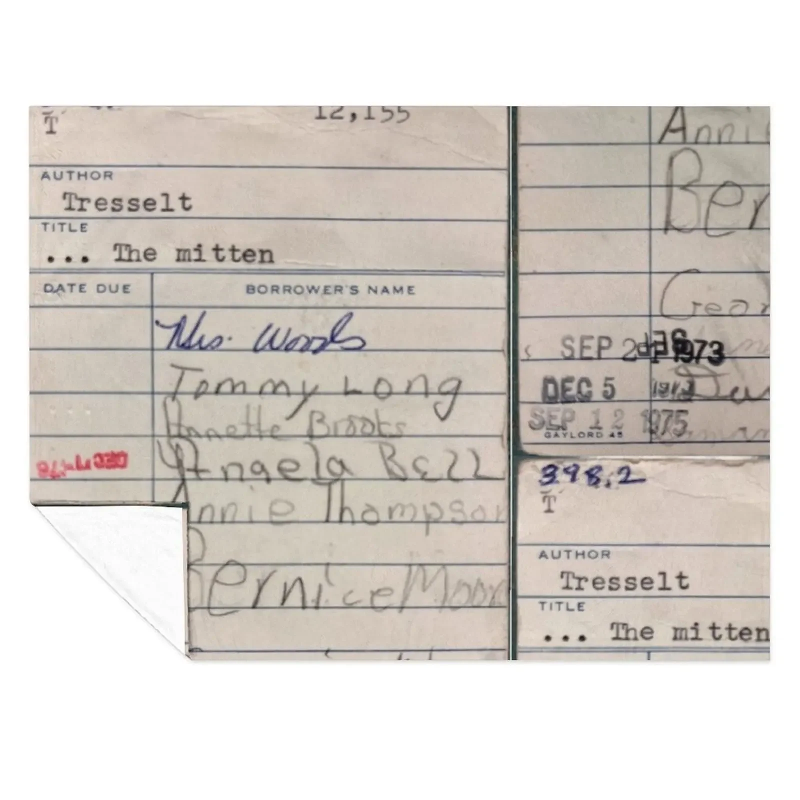 

Vintage Library Card Throw Blanket manga Soft Plaid Hair anime Blankets