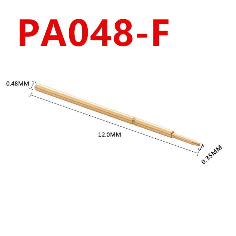 100PCS/Box Gold Plated PA048-F Four-jaw Plum Head Spring Test Probe Needle Tube Outer Diameter 0.48mm PCB Test Pin