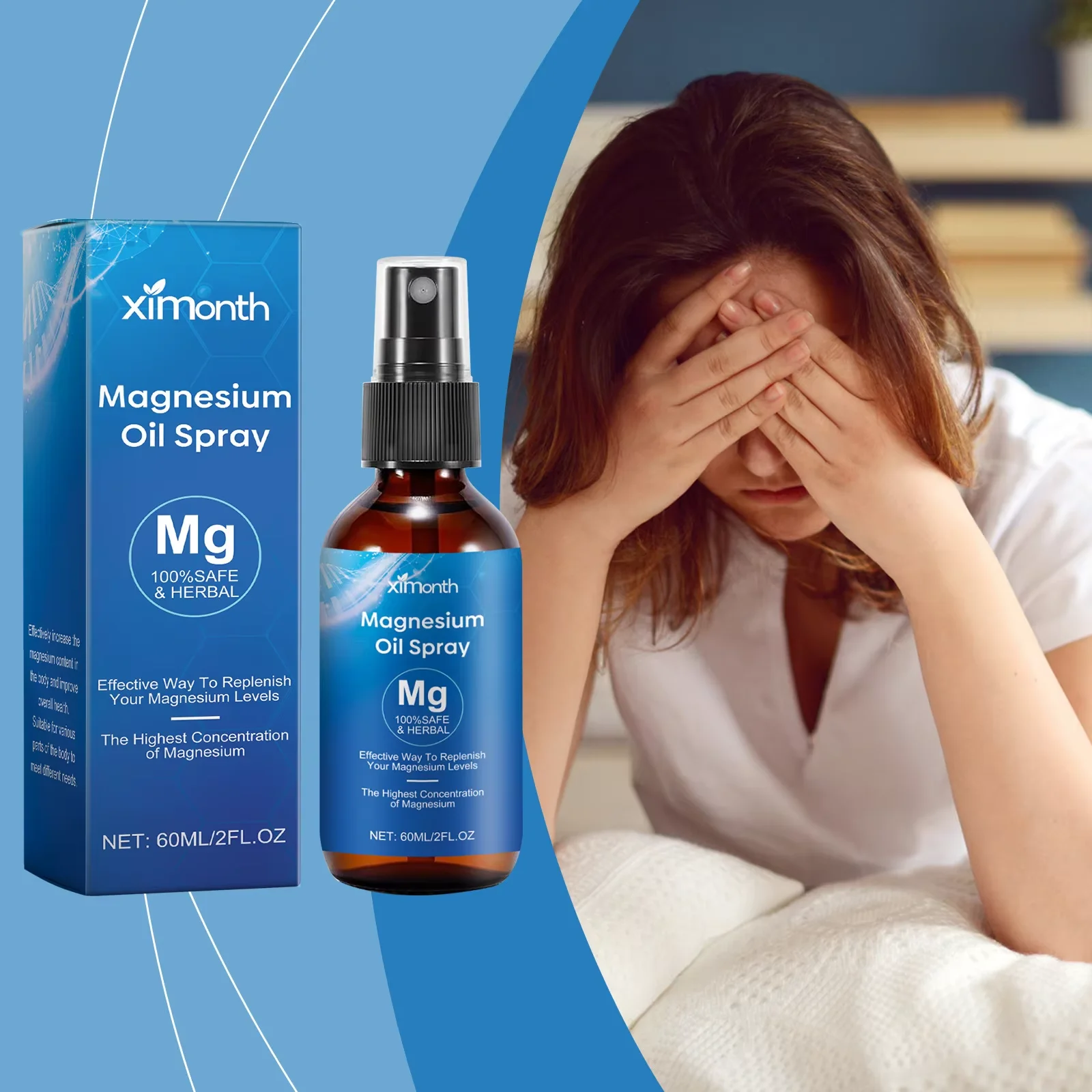 Bath Salts Magnesium - 60 ミリリットル純粋なマグネシウムオイルスプレー筋肉痛を和らげる痛み心を落ち着かせるより良い睡眠の質深いリラクゼーションボディヘルスケア