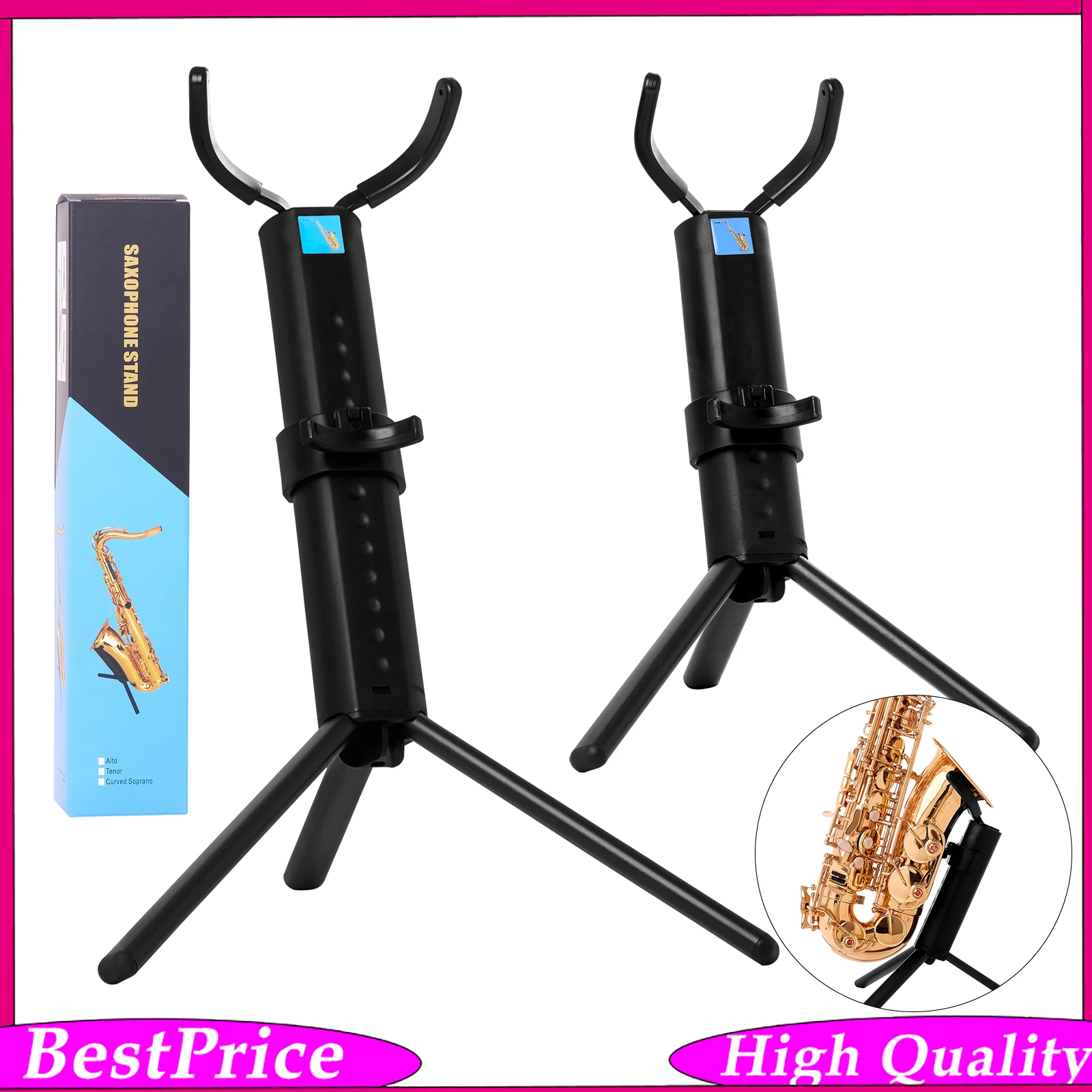 Sax Tripod Stand Collapsible Saxophone Support Holder Woodwind Instrument Accessories for Home Storage Rehearsal Performance