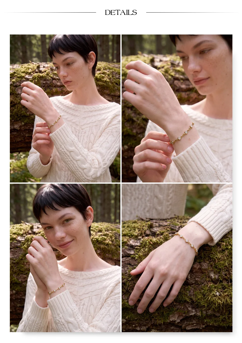 Yhpup Edelstahl CZ Armband für Damen, Kubisches Zirkonia Kettenarmband, Rund, Beliebter Ästhetischer Zarter Handgelenkschmuck – Detail 6
