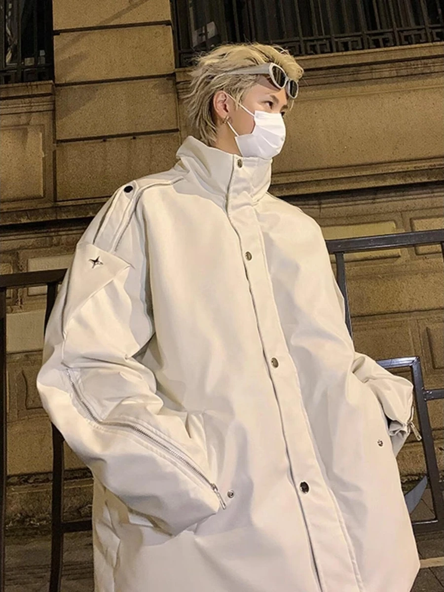 

Loose Fit Men's Jaet Hip Hop Street Sle Hong Kong Faion Spring Autumn Outerwear Casual Harajuku Korean Trendy Coat