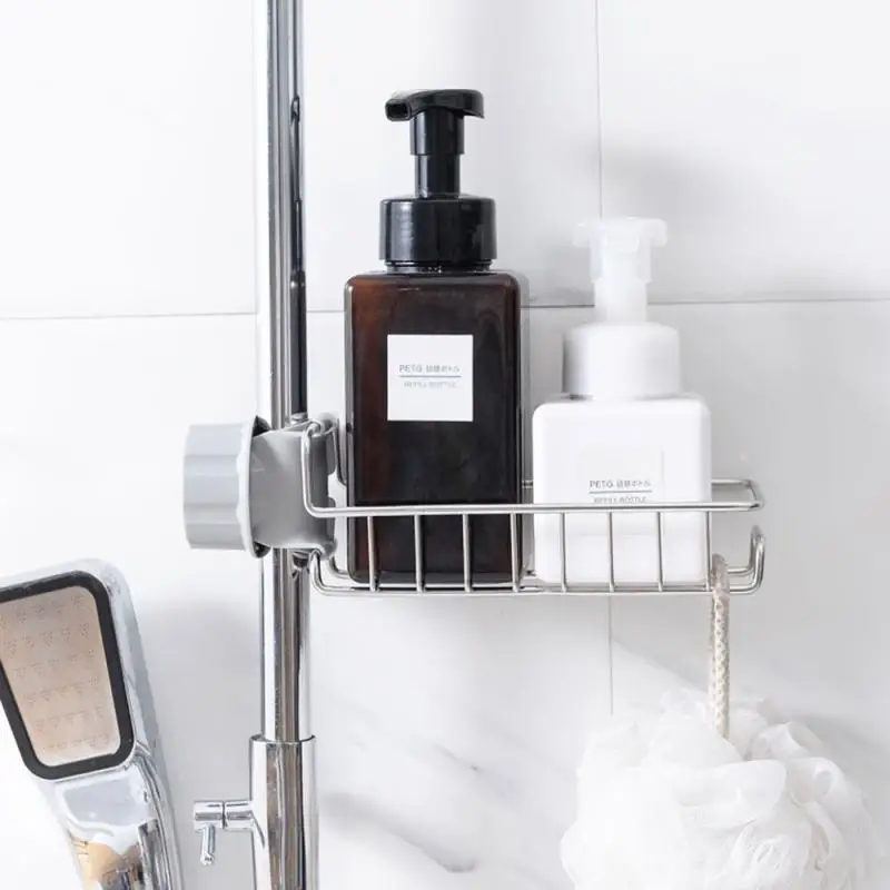 Faucet Sink Easy To Store Anti-drop Guardrail Rod Rack Precision Welding Stainless Steel Faucet Rack Shelves Drain Basket 220g