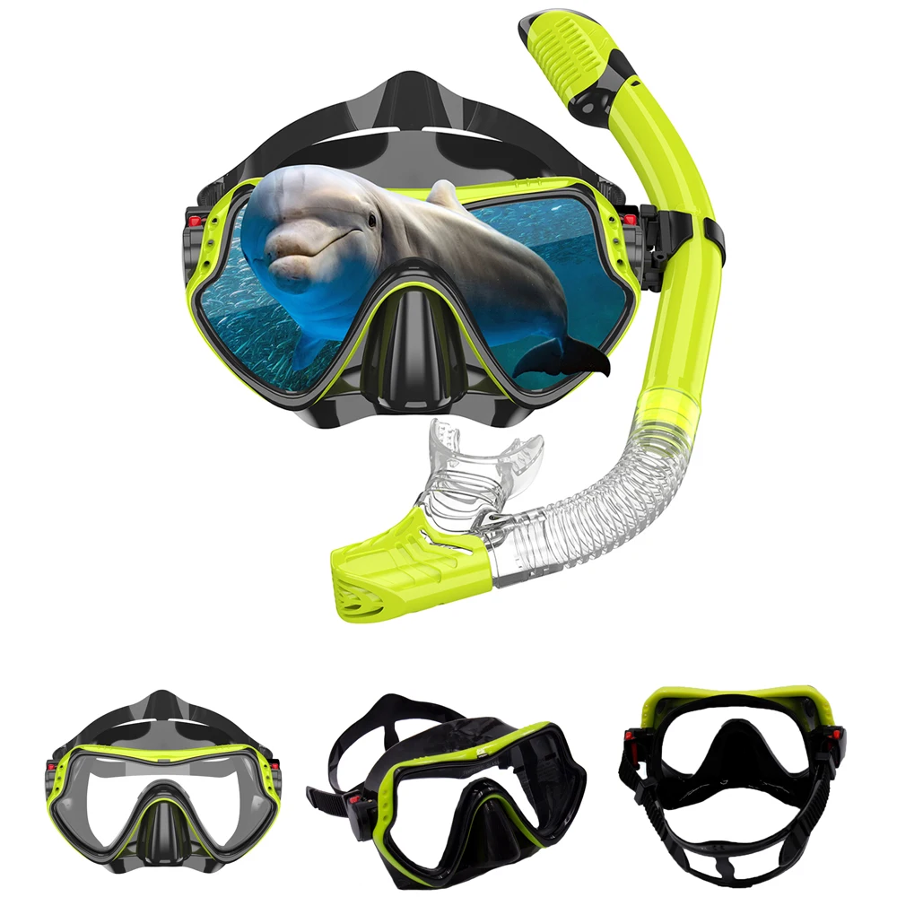 

Snorkel Diving Mask Professional Snorkeling Scuba Dive Masks Set Swimming Goggles Glasses with Big Frame Swim Pool Accessories