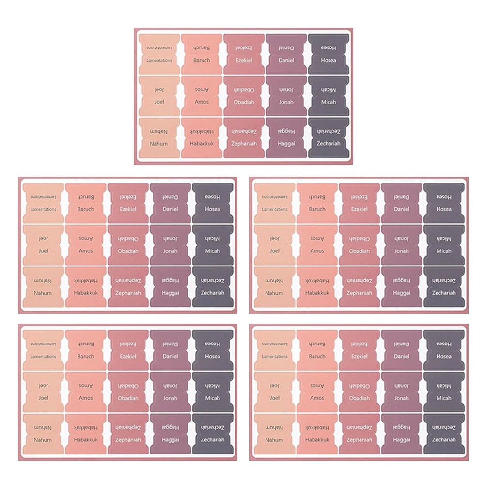 علامات تبويب ورقية ذاتية اللصق ، ملصقات إشارات مرجعية ، ملصق تسمية فهرس الكتاب المقدس ، علامات تبويب الكتاب المقدس مغلفة مطبوعة كبيرة للدراسة والقراءة ، 5 أوراق