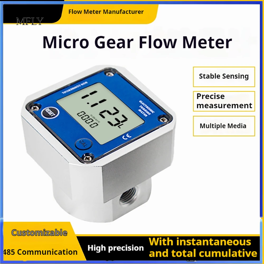 Micro Oval Gear Flow Meter Electronic RS485 Digital Liquid Flowmeter for Diesel Urea Water G1/4 G1/2 G3/4 Flow Control