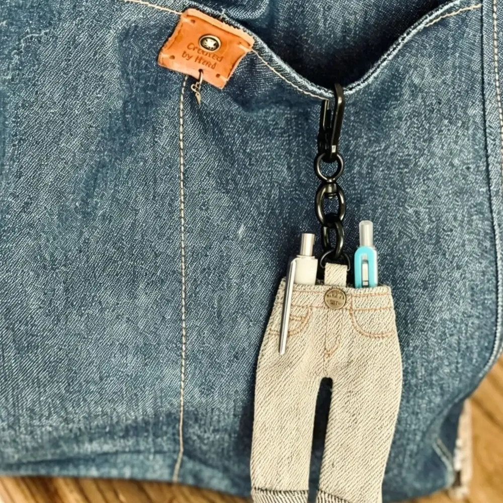 Pocket Pen Organizer Denim Pen Holder Denim Jean Pants Notebook Pen Holder Clip Elastic Strap Vintage Style Planner Clip