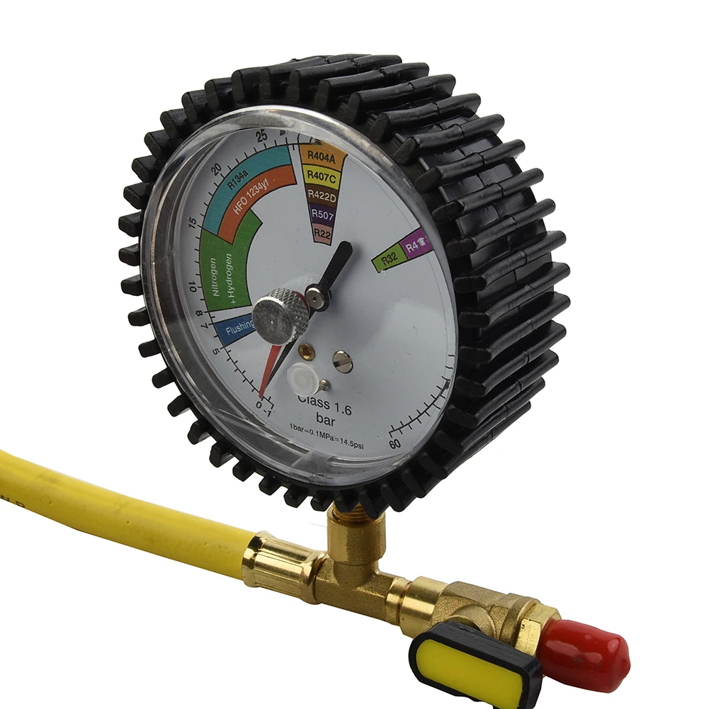 

1Pc Pressure Gauge -1~60bar 1/4 SAE Inch 80mm/3.15".Nitrogen Pressure Air Conditioners Air Conditioning R22 R407C