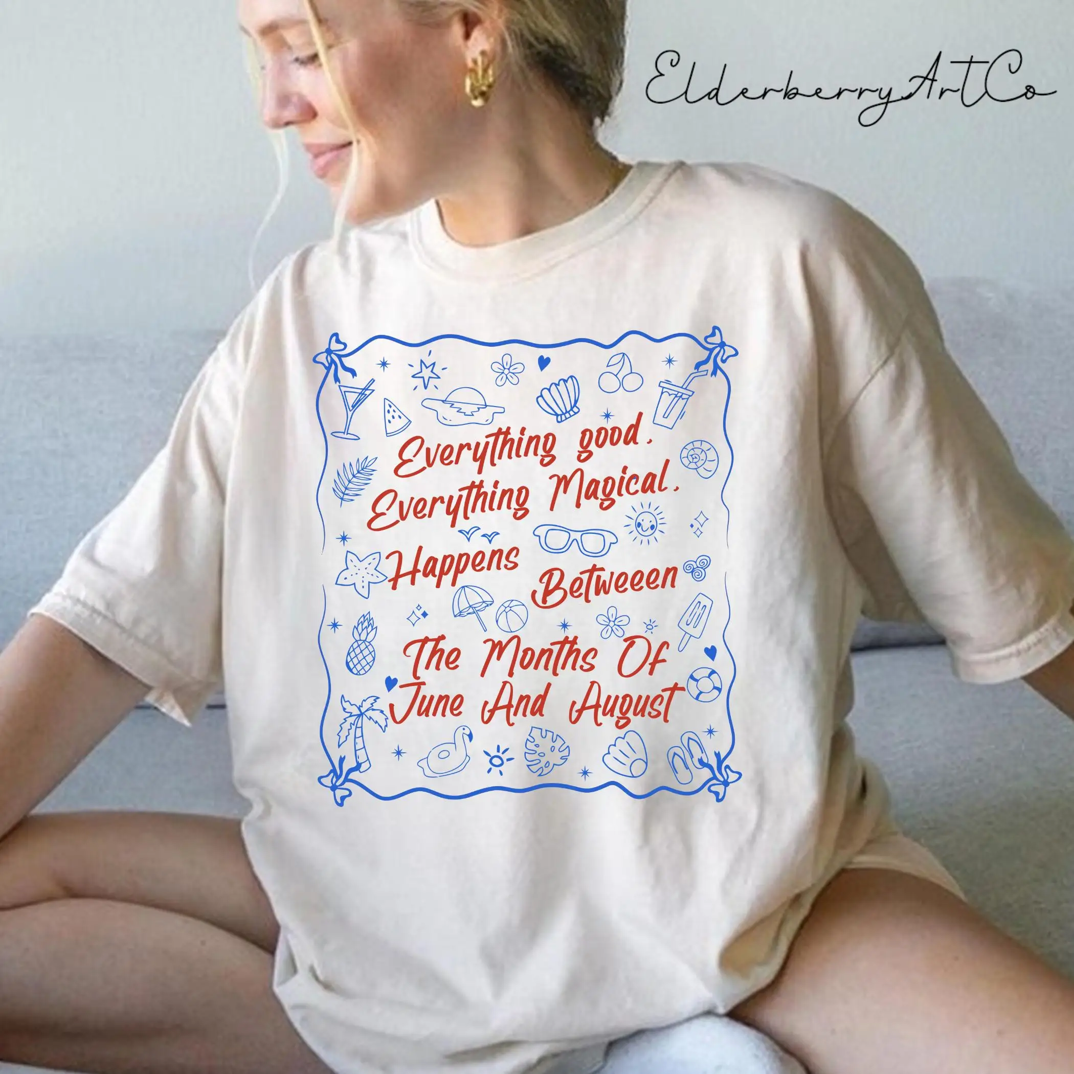 Summer Women's Vintage Cousins ​​Beach T-Shirt Cotton and Breathable Short Sleeve Streetwear Oversized Loose Casual