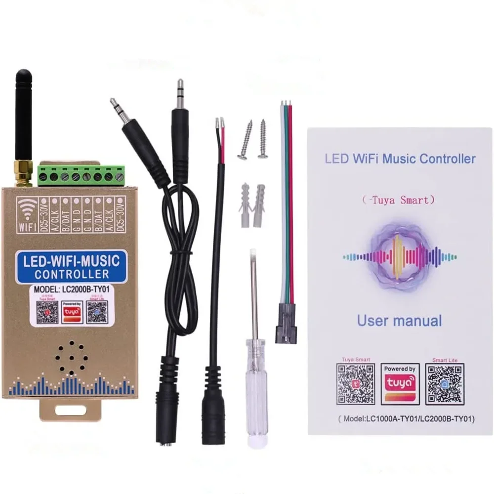 LC1000A LC2000B WIFI SPI Music Spectrum Controller for LED Digital Pixel Strip 1024-2048 Pixels LED Screen Controller with Built