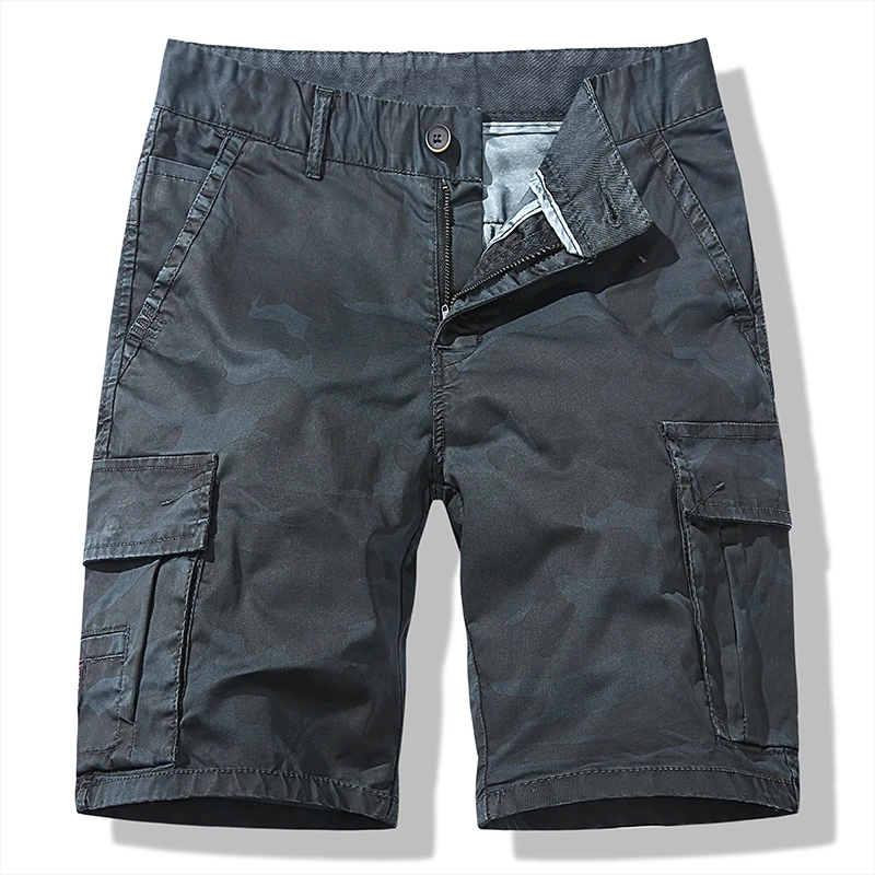 Zomer Loszittende Camouflage Elastische Heren Cargoshorts 2024 Nieuwe Sneldrogende Sportvrijetijdscomfort Puur Katoenen Korte Broek