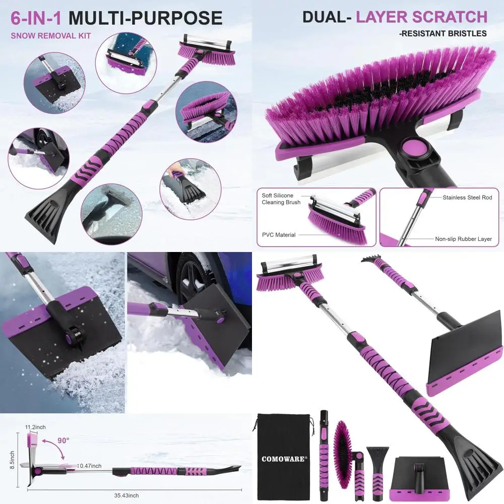 

COMOWARE Snow Brush, Extendable Ice Scrapers for Car Windshield with 270° Pivoting Head, Lightweight Aluminum Body Snow Removal
