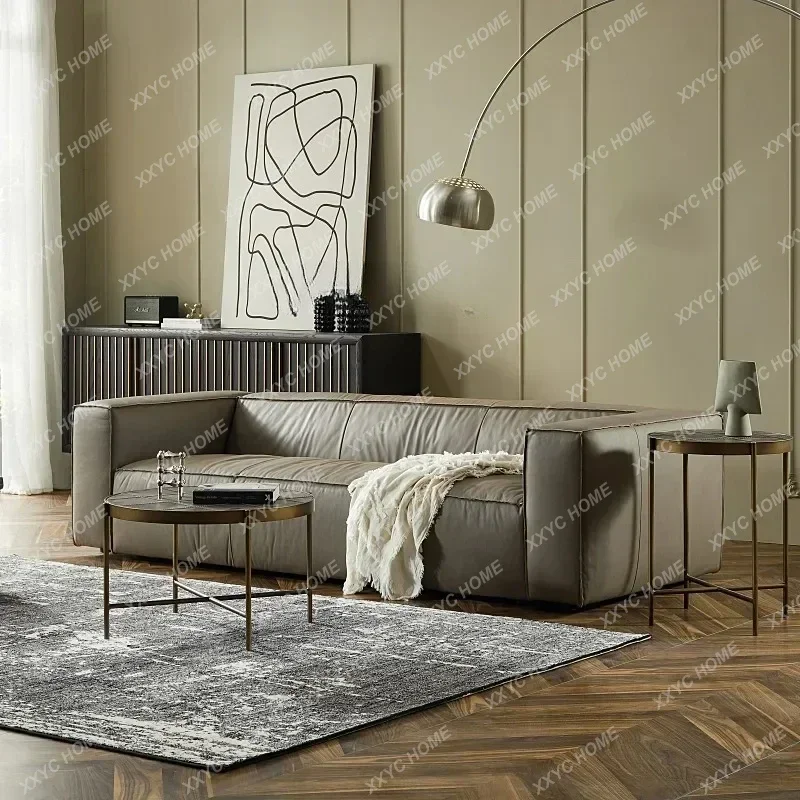 ZF three-person sofa living room minimalist first-layer cowhide four-person expression sofa