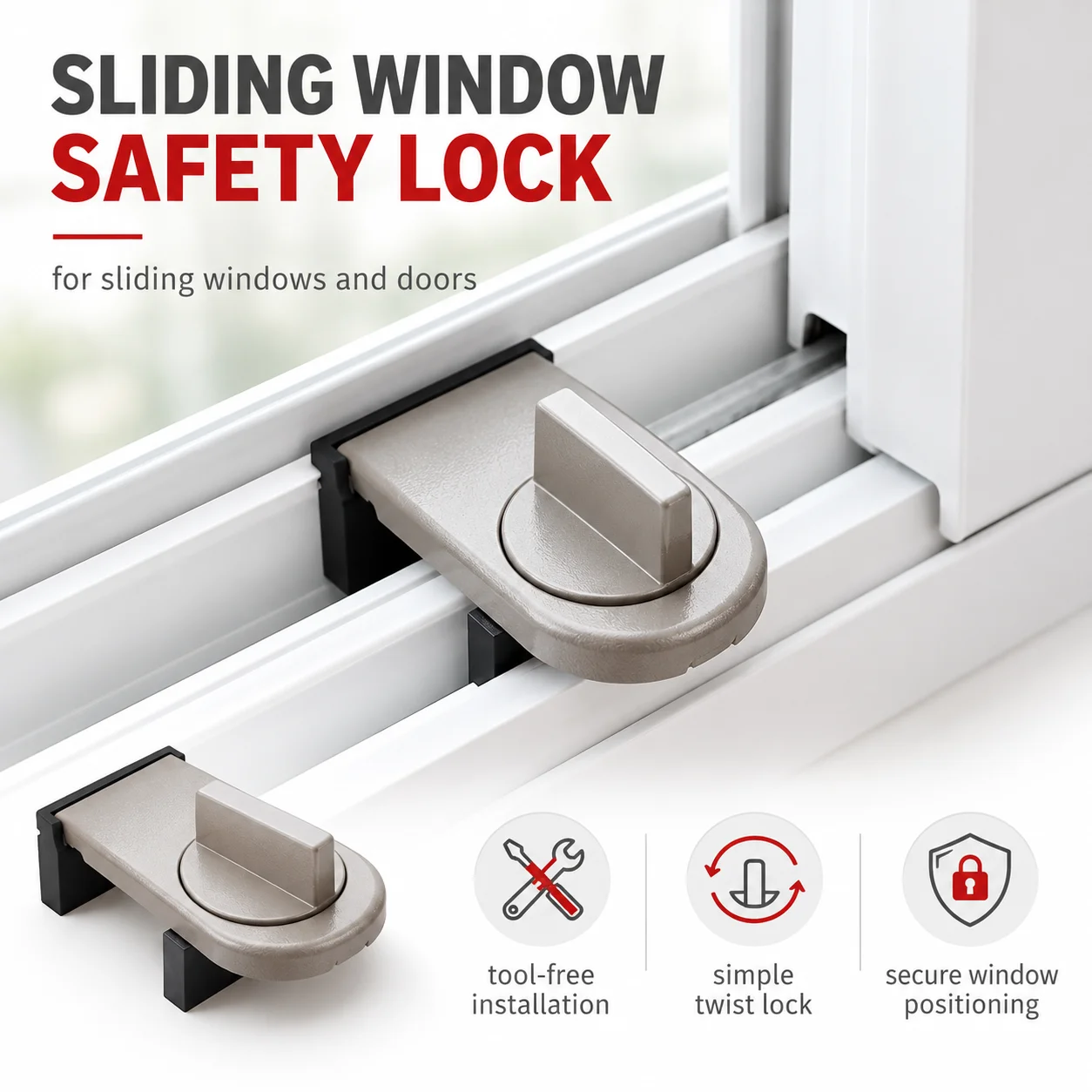 Sliding Window Lock Anti Theft Akara Door Security Padlock Anti-theft Bolt Baby Kids Child Cabinet Bedroom Anti-bumping Sash