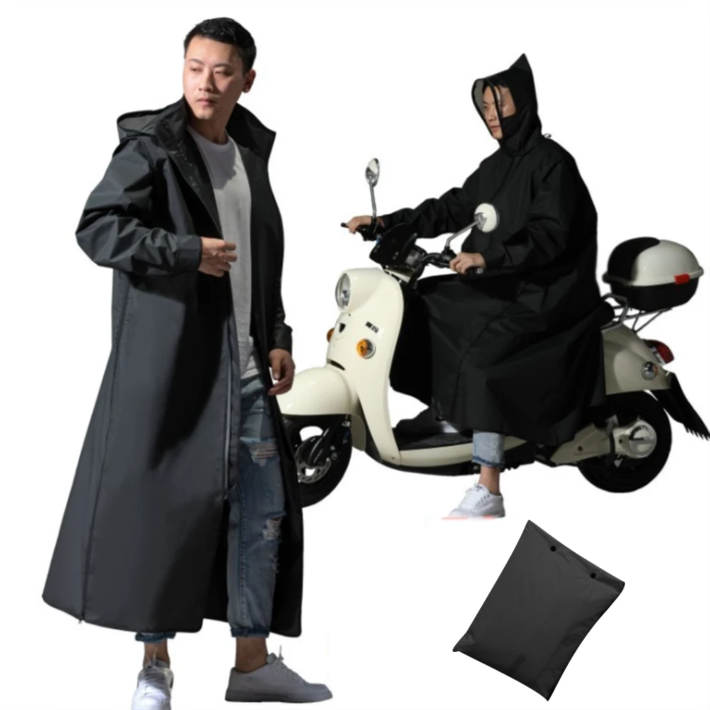 Chubasquero de motocicleta para hombre y mujer, Poncho con capucha y cremallera, chaqueta de estilo largo para senderismo y lluvia ambiental