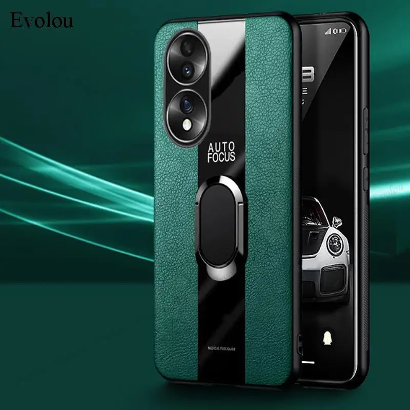 Etui ze skóry PU dla Honor 90 Pro Plexiglass dla HUAWEI Honor 90Lite 90PRO Magnetyczny metalowy pierścień stojakowy uchwyt odporny na wstrząsy miękka okładka