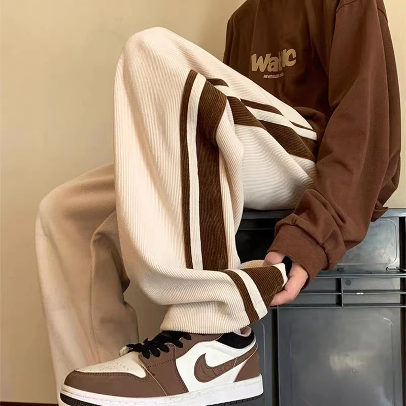 

Ретро американские вельветовые мужские брюки весна осень High Street драпировка модные прямые брюки Spor повседневные длинные брюки