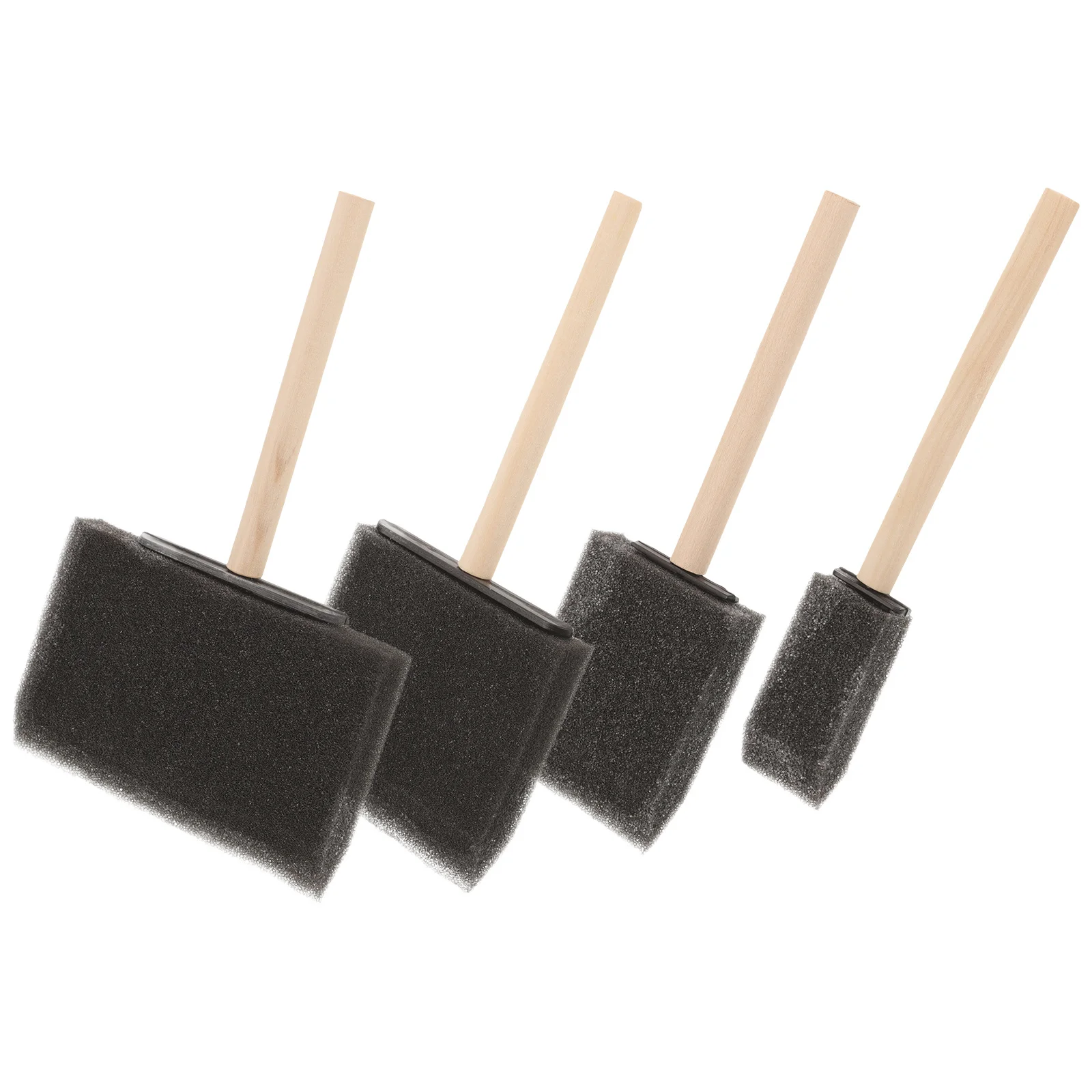 

4pcs Wooden Handle Sponge Paint Brushes Soft Foam Painting Tools For Diy Crafts Wall Decor Kids Art Supplies Foam Brush