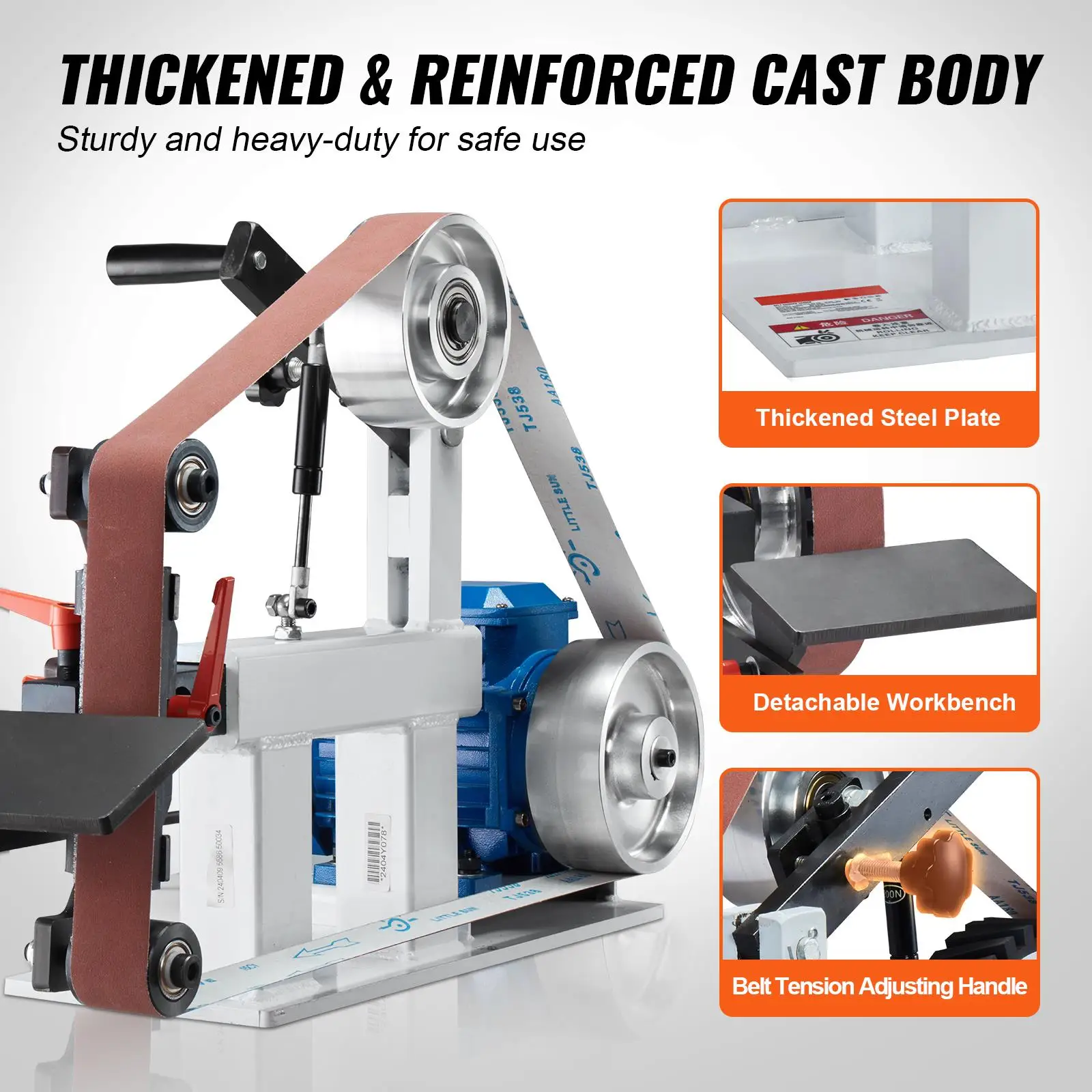 72 x 2 Inch Variable Belt Grinder Sander with VFD 1500W  Metal Polishing Grinding Machine with 3 Grinding Moulds and 3PCS Sanding Belts for Knife Making