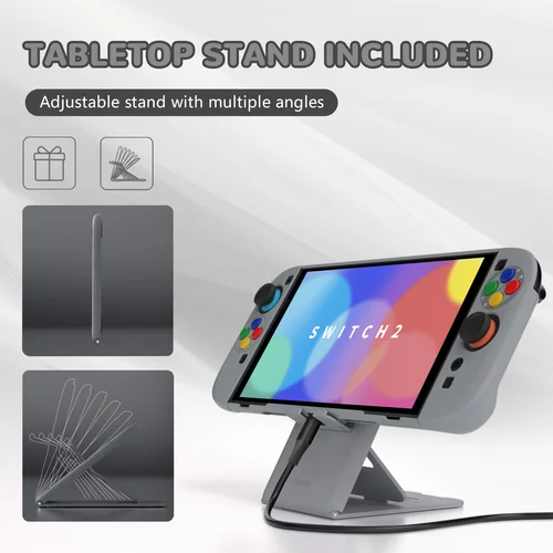 Imagen 2 del producto PlayVital Nintendo Switch 2 juegos de fundas, cubierta de agarre acoplable de carcasa dura antiarañazos con botones ABXY, empuñaduras para pulgar-estilo europeo SNES