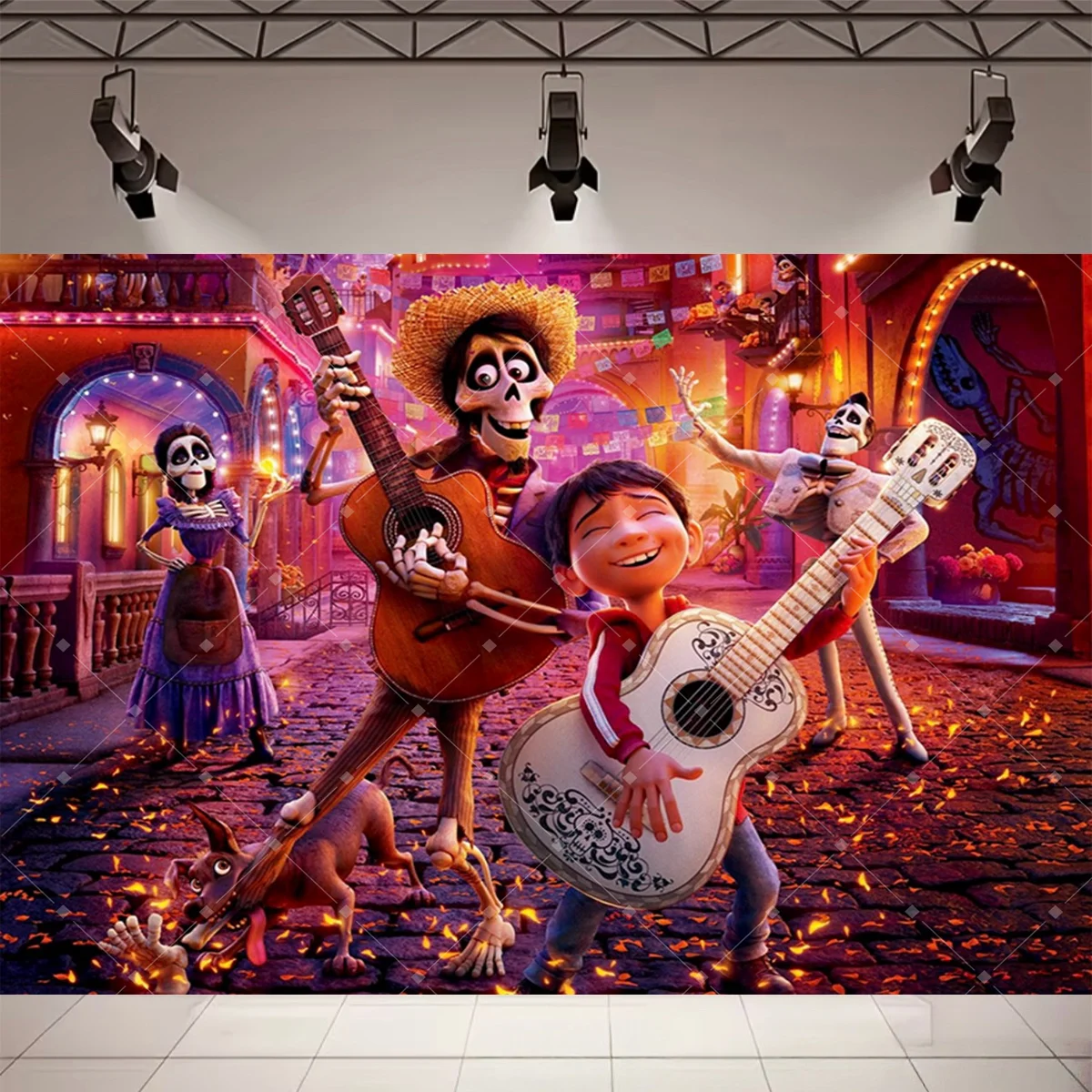 Cartoon Coco Geburtstagshintergrund Kindergeburtstags-Partydekoration Mexikanisches Tag-des-Todes-Thema Dekor Banner Fotoshooting-Requisiten – Detail 5