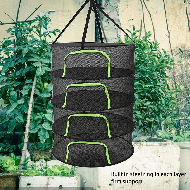 Top!-Folding Dry Rack Drying Net For Herbs Hanging Basket Dryer Bag Mesh Herb Drying Net For Flowers Buds Plants