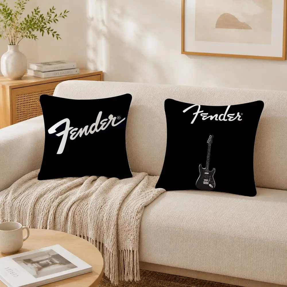 Fahsion Guitar F-Fenders Cushion Cover Plush Decorative Pillow Case With Hidden Zipper Cutecore Room Decor For Home