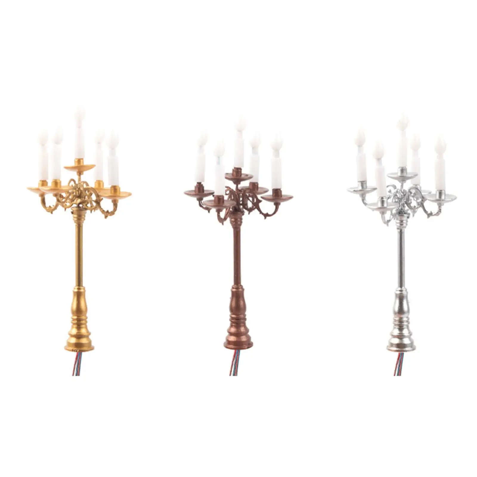 Casa de muñecas LED vela luz casa de muñecas candelabro 1/87 modelo candelabro lámpara para