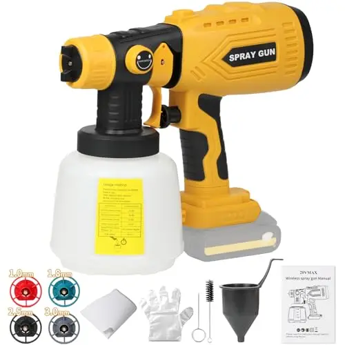 New Paint Sprayer for Dewalt 20V Max Battery 200W Motor, 4 Copper Nozzles, HVLP for Interior/Exterior Home Painting No Battery