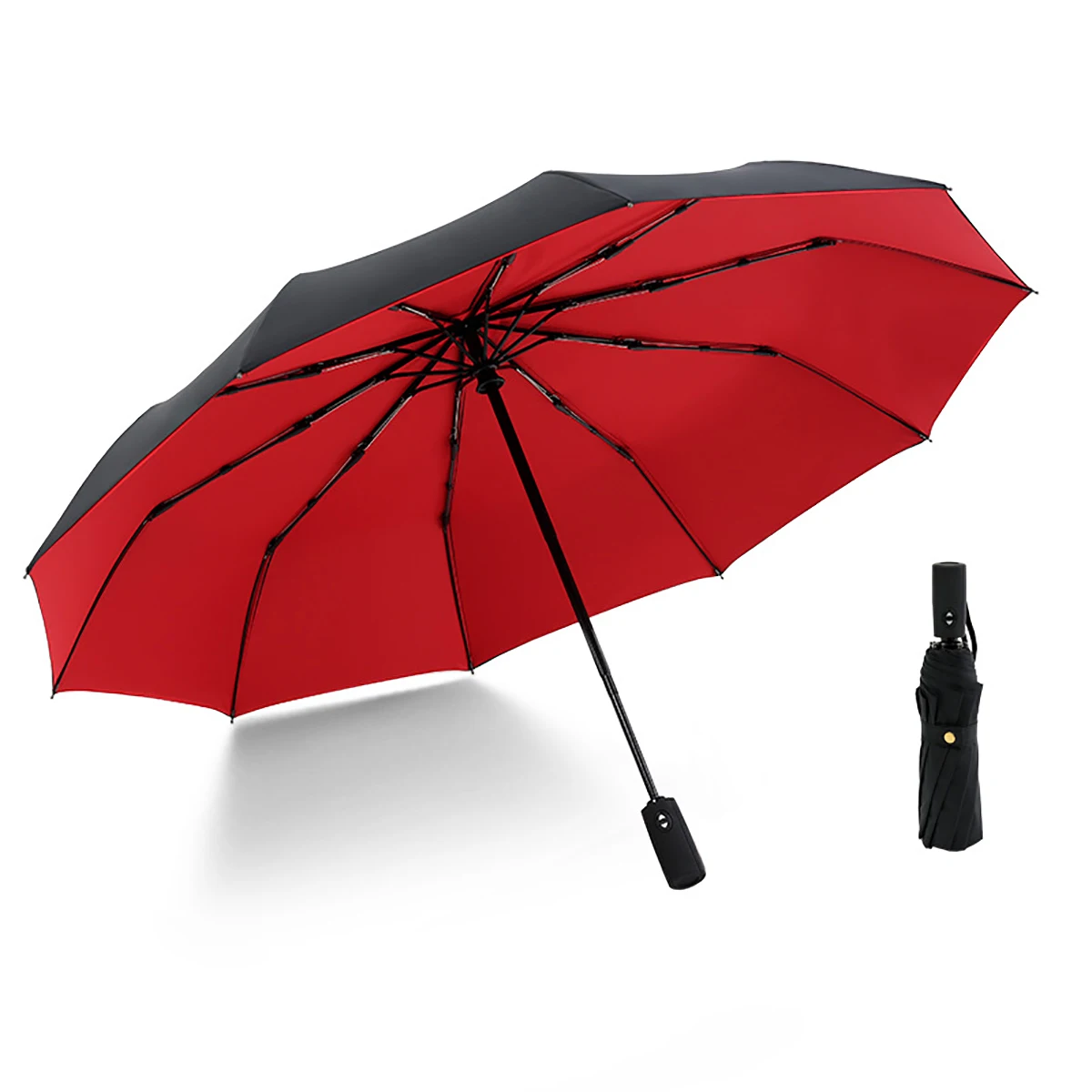 Automatic Umbrella Long Handle Extra Large Double Three Four Female Black Rubber Sun Protection Double Layer Wind Resistant Male